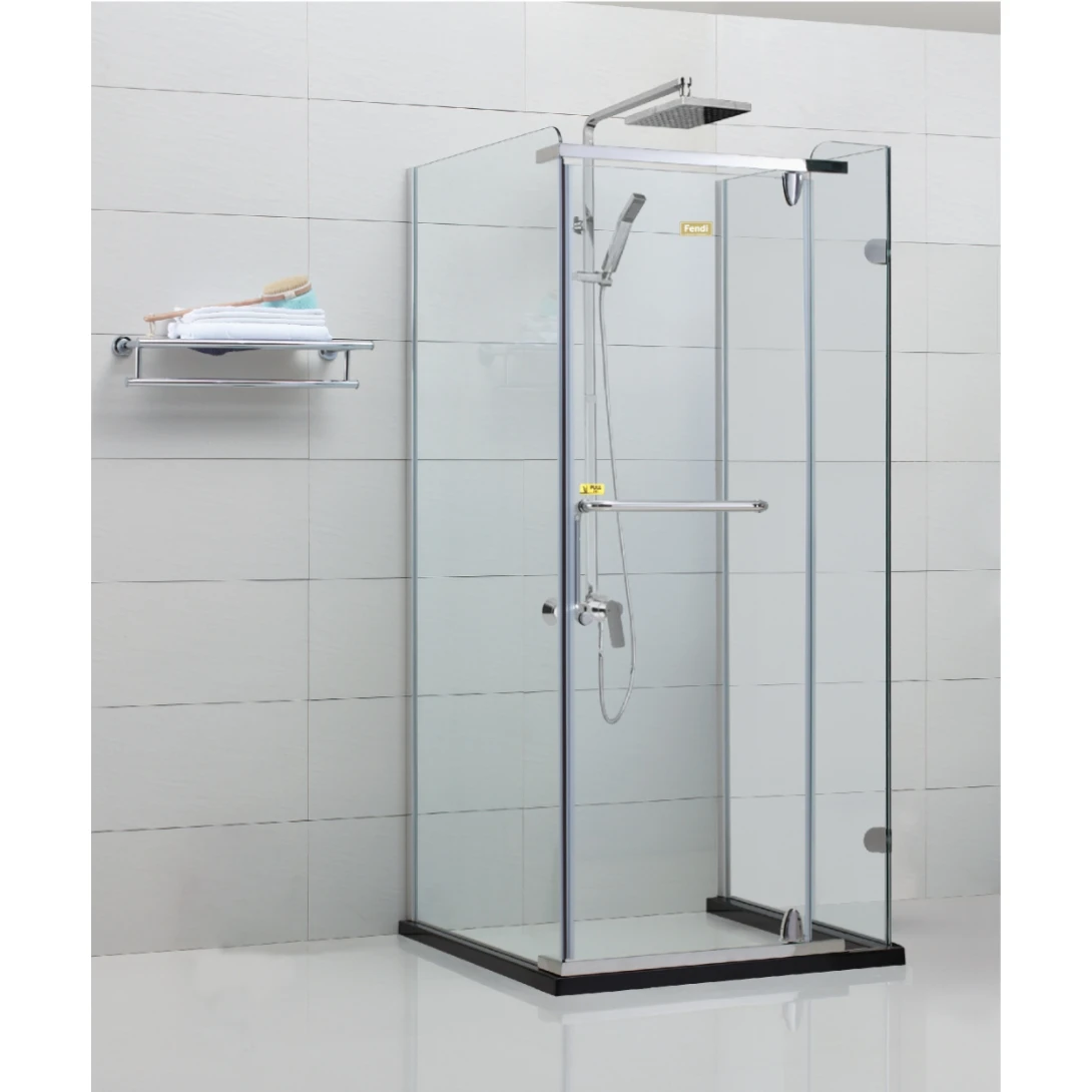 Phòng Tắm Kính Fendi FIU-1X4 Góc Vuông Inox Bóng